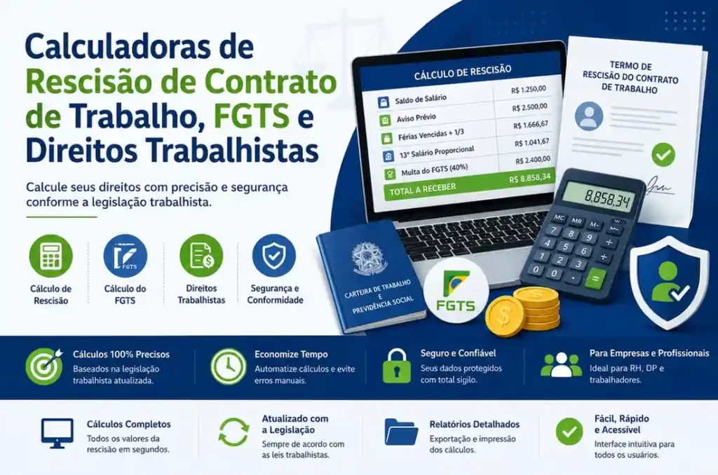 Calculadoras de Rescisão de Contrato de Trabalho, FGTS e Direitos Trabalhistas