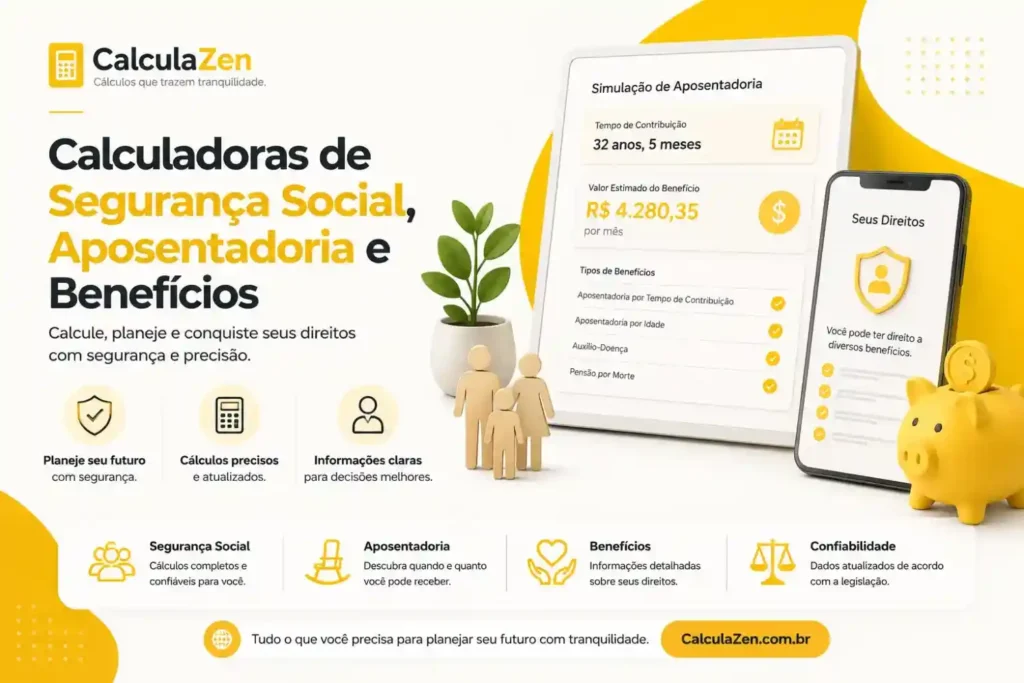 Calculadoras de Segurança Social, Aposentadoria e Benefícios