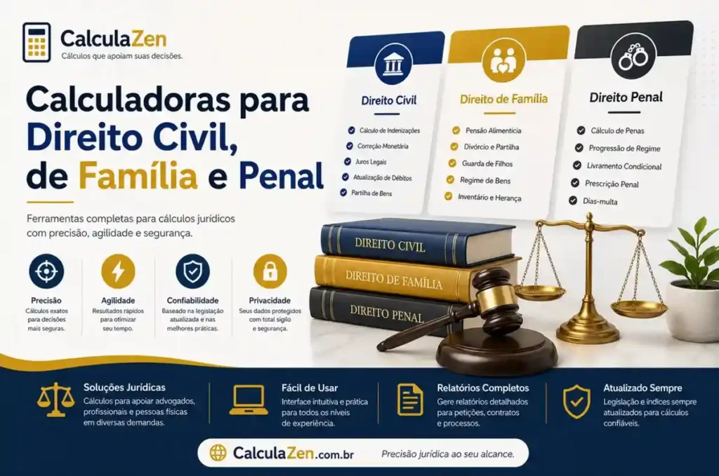 Calculadoras para Direito Civil, de Família e Penal
