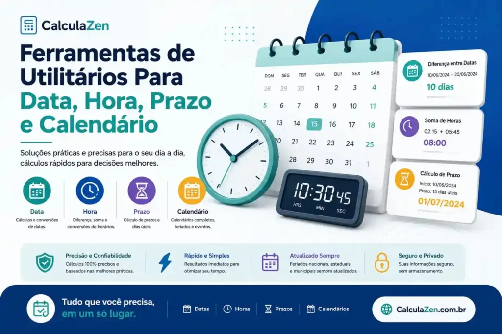 Ferramentas de Utilitários Para Data, Hora, Prazo e Calendário